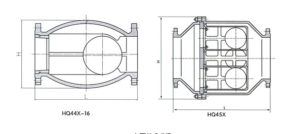HQ45微阻球形止回閥結(jié)構(gòu)示意圖 HQ45微阻球形止回閥結(jié)構(gòu)示意圖